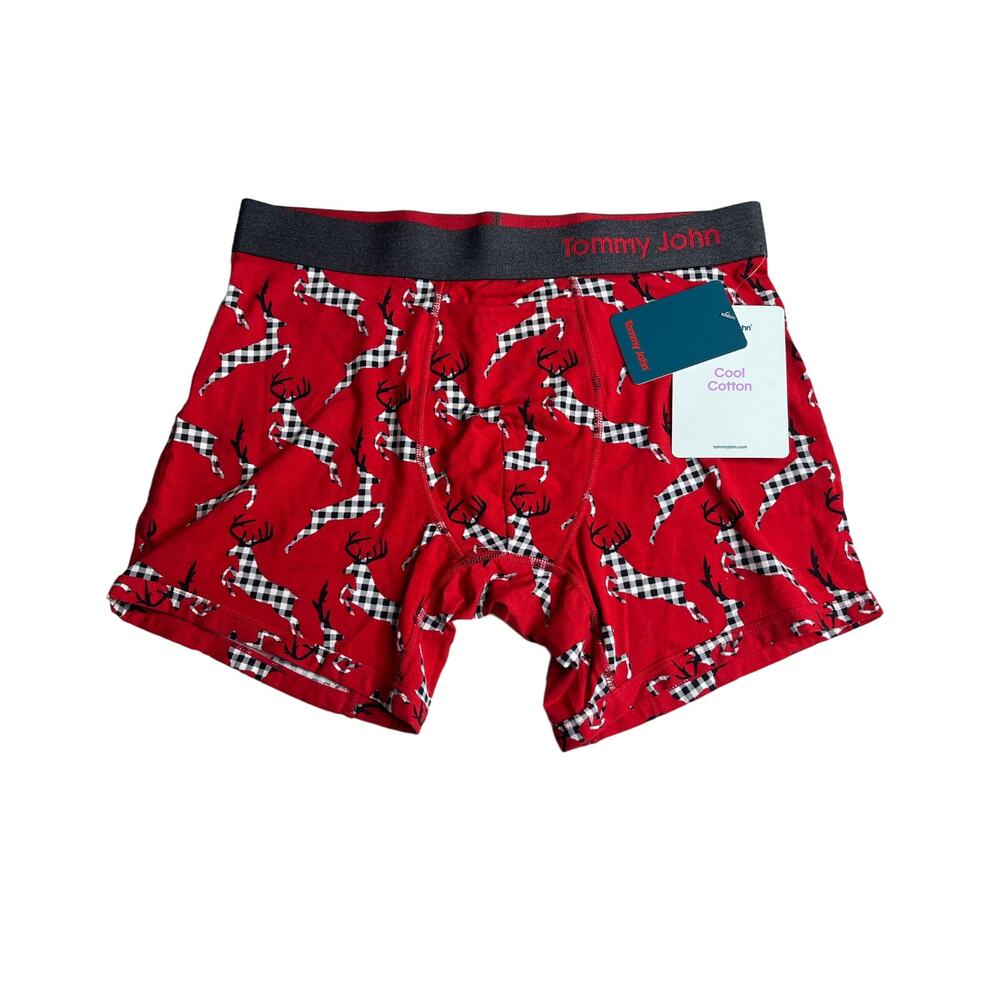 2-86 TOMMY JOHN Men's Underwear Boxer Brief Trunks Cool Cotton Red Medium